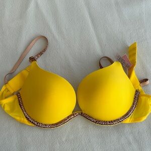Victoria's Secret Yellow Bra with Leopard Trim